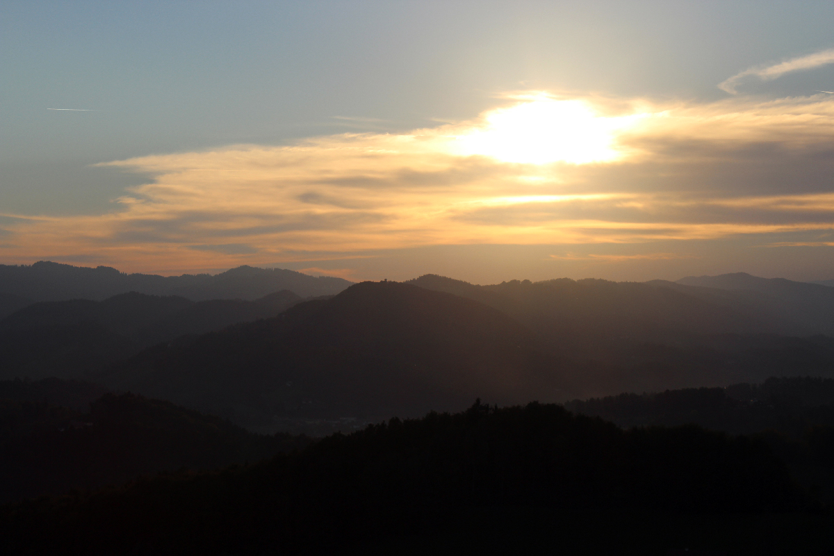 Sunset over the hills of Southern Styria